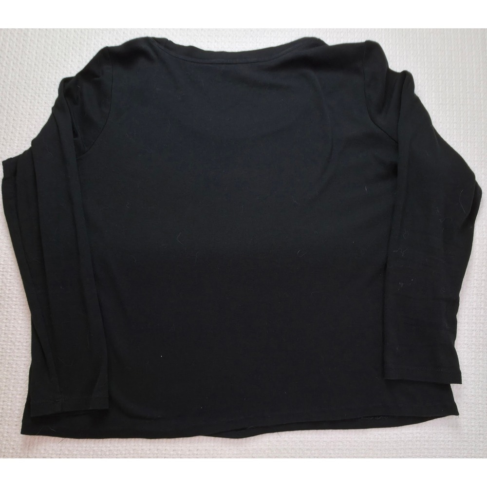 Lauren Ralph Lauren Top Womens 1X Black Cotton Long Sleeve Crew Neck Casual EUC - Picture 3 of 11